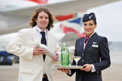 JAMES FOWLER THE WORLD CLASS UK BARTENDER OF THE YEAR STEPS OFF THE BRITISH AIRWAYS A380 FROM HONG KONG AFTER SHAKING COCKTAILS AT 35,000