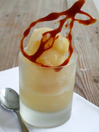 Pear, Vanilla and Gin Sorbet with a Caramelised Pear Garnish